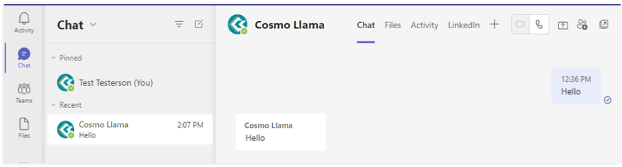 Teams Chat Window Displayed with an Example Message for the Layout Structure