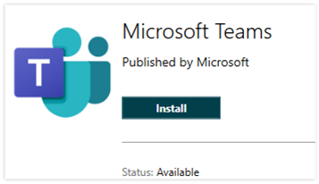 Microsoft Teams installer displayed in Software Center